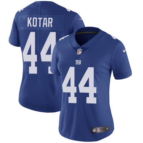 Nike Giants #44 Doug Kotar Royal Blue Team Color Women's Stitched NFL Vapor Untouchable Limited Jersey - Click Image to Close